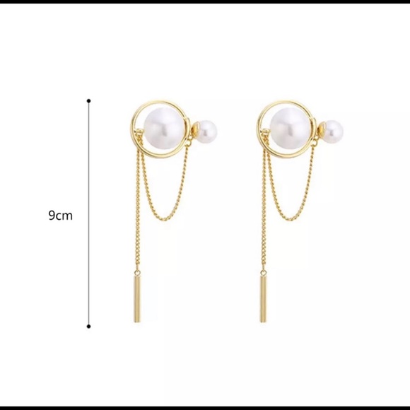 New Double Sided Pearl Long Tassel Earrings - Picture 6 of 6